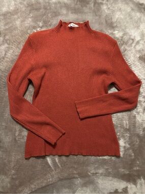 Jon and Anna Sweater Women’s Size M Rust Ribbed Mock Neck Long Sleeve Sweater